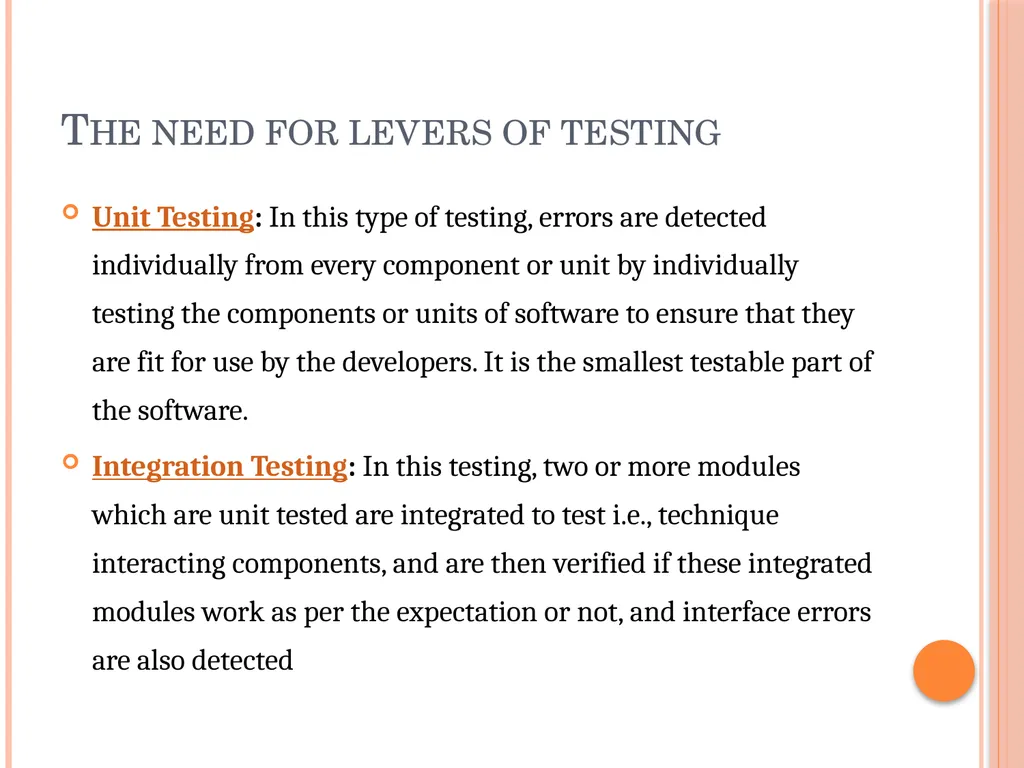 Unit 3 – Levels of testing The need for levers - slide 2 of 98
