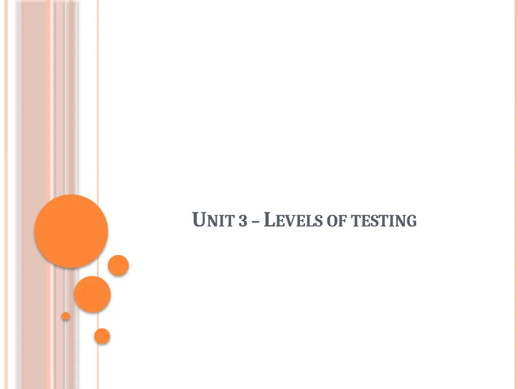 Unit 3 – Levels of testing The need for levers - slide 1 of 98