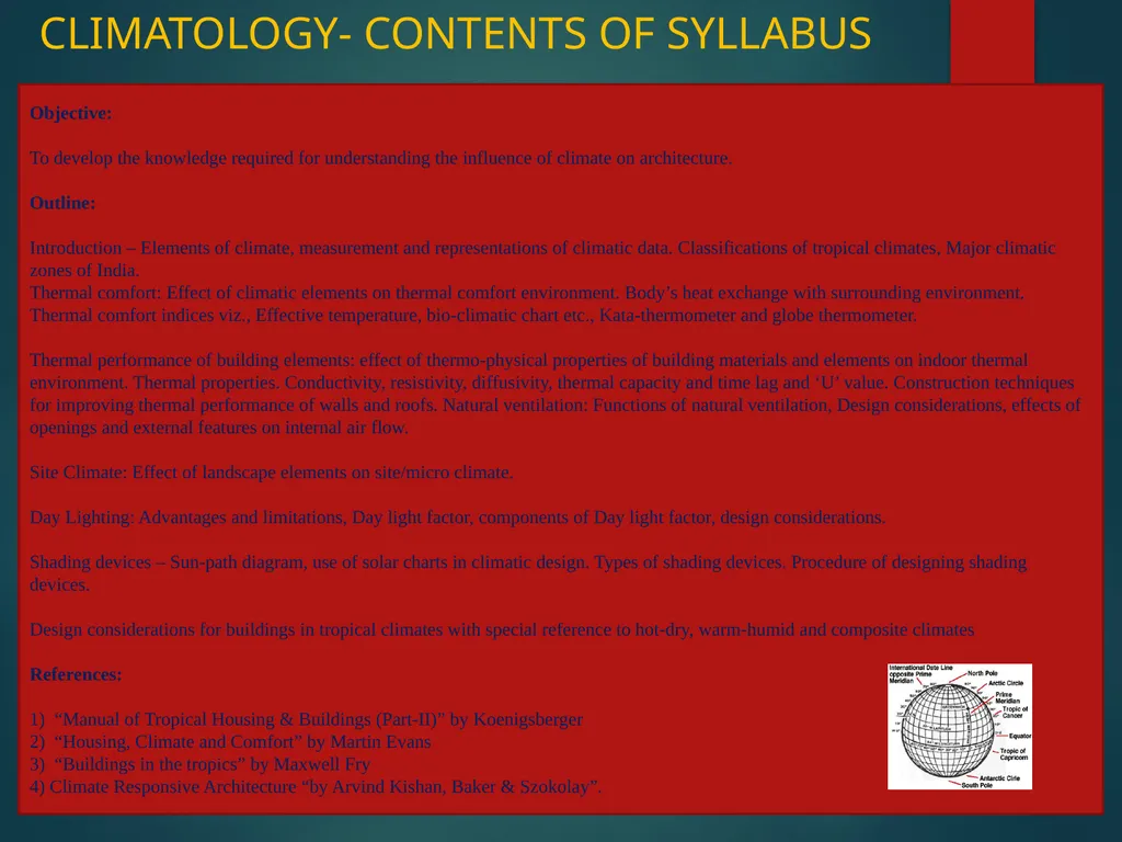 Subject: Climatology Topic: Introduction Presented - slide 4 of 9