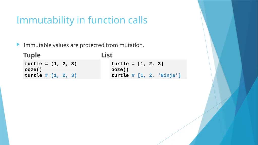 Mutability Immutability vs. Mutability Immutable - slide 16 of 21