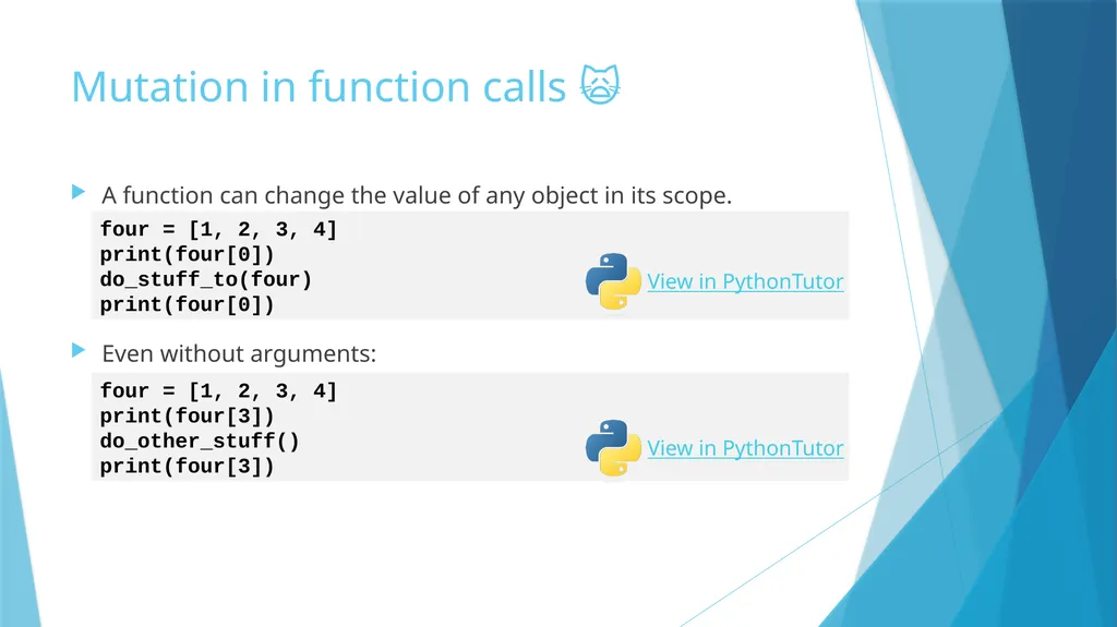 Mutability Immutability vs. Mutability Immutable - slide 15 of 21