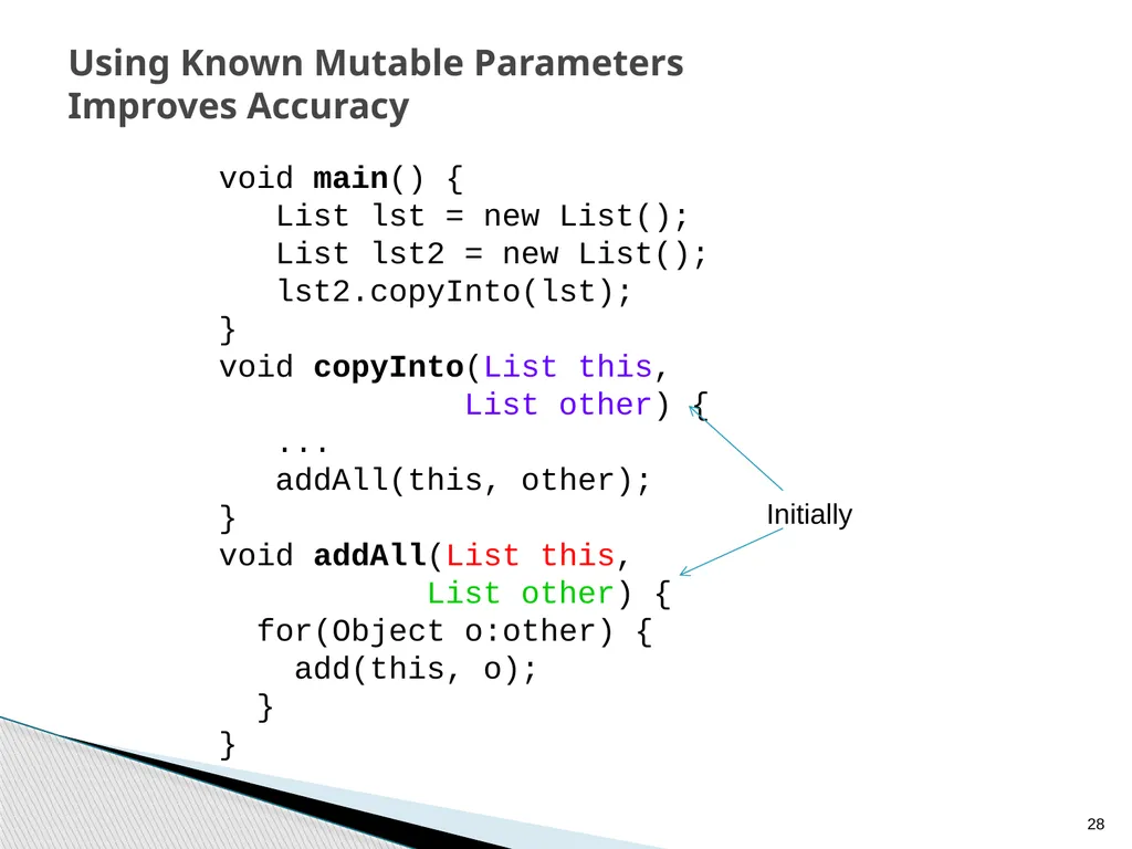 Combined Static and Dynamic Mutability Analysis - slide 28 of 44
