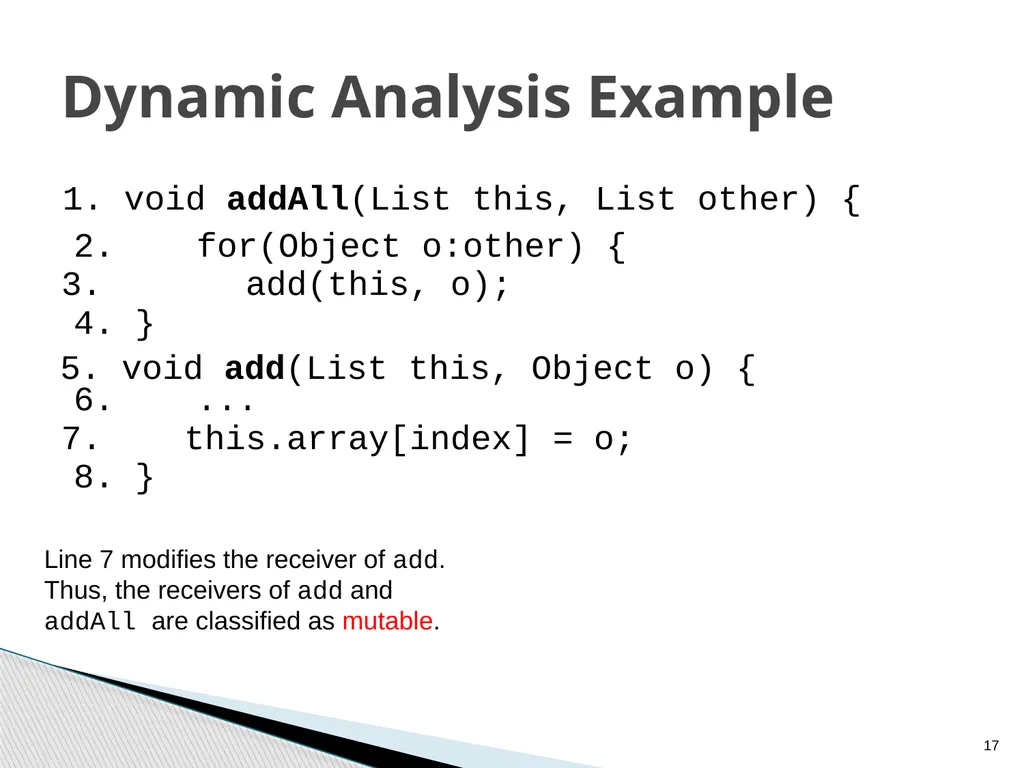 Combined Static and Dynamic Mutability Analysis - slide 17 of 44