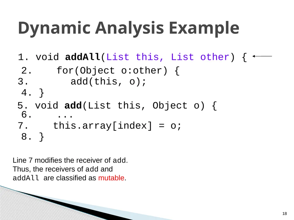 Combined Static and Dynamic Mutability Analysis - slide 18 of 44