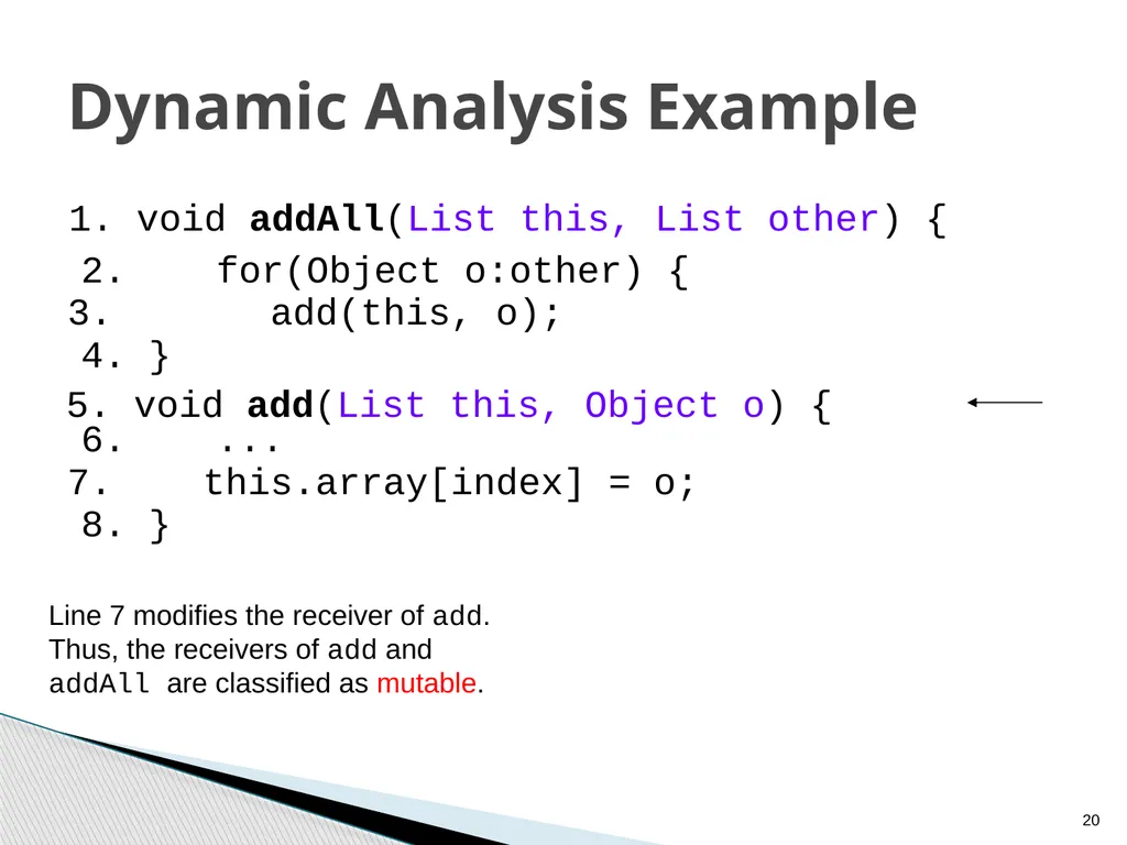 Combined Static and Dynamic Mutability Analysis - slide 20 of 44