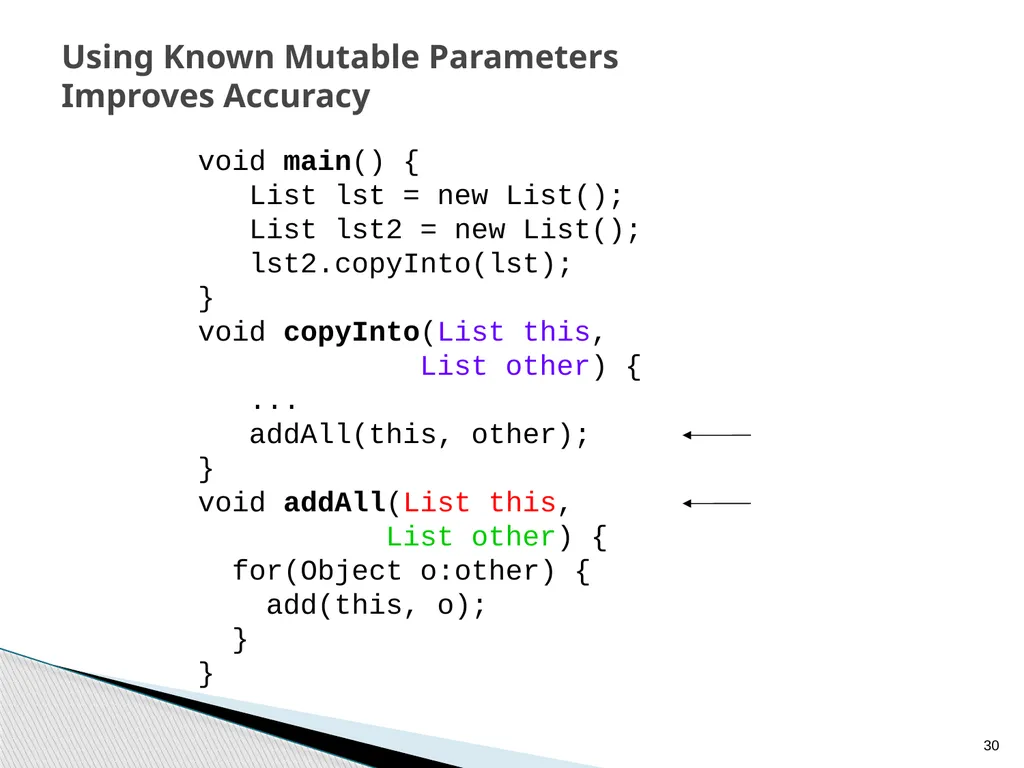 Combined Static and Dynamic Mutability Analysis - slide 30 of 44