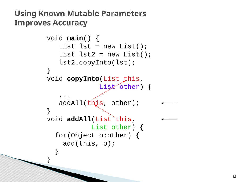 Combined Static and Dynamic Mutability Analysis - slide 32 of 44