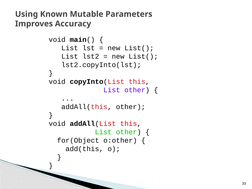 Combined Static and Dynamic Mutability Analysis - slide 33 of 44