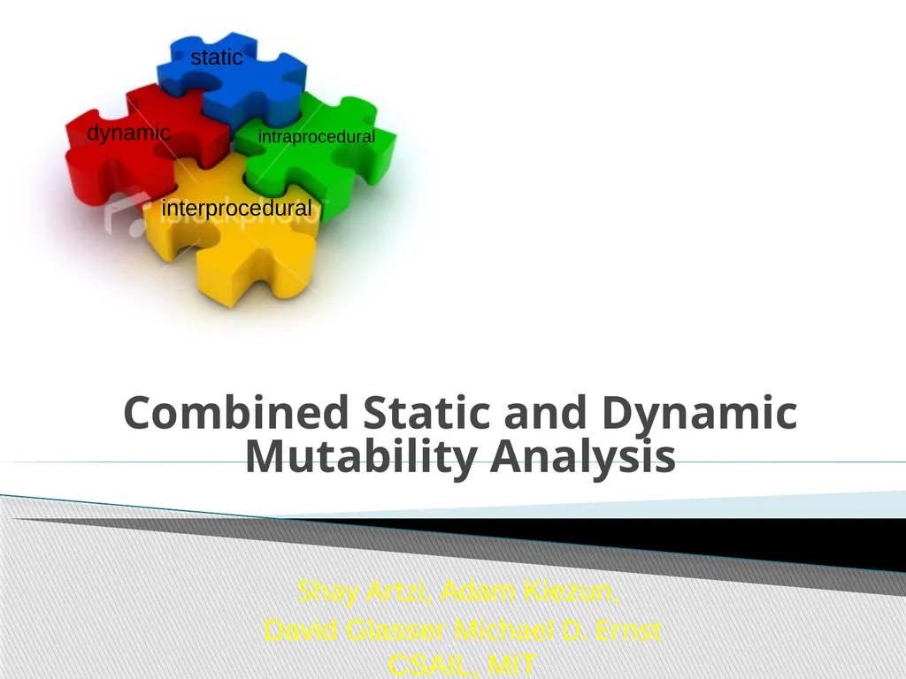 Combined Static and Dynamic Mutability Analysis - slide 1 of 44