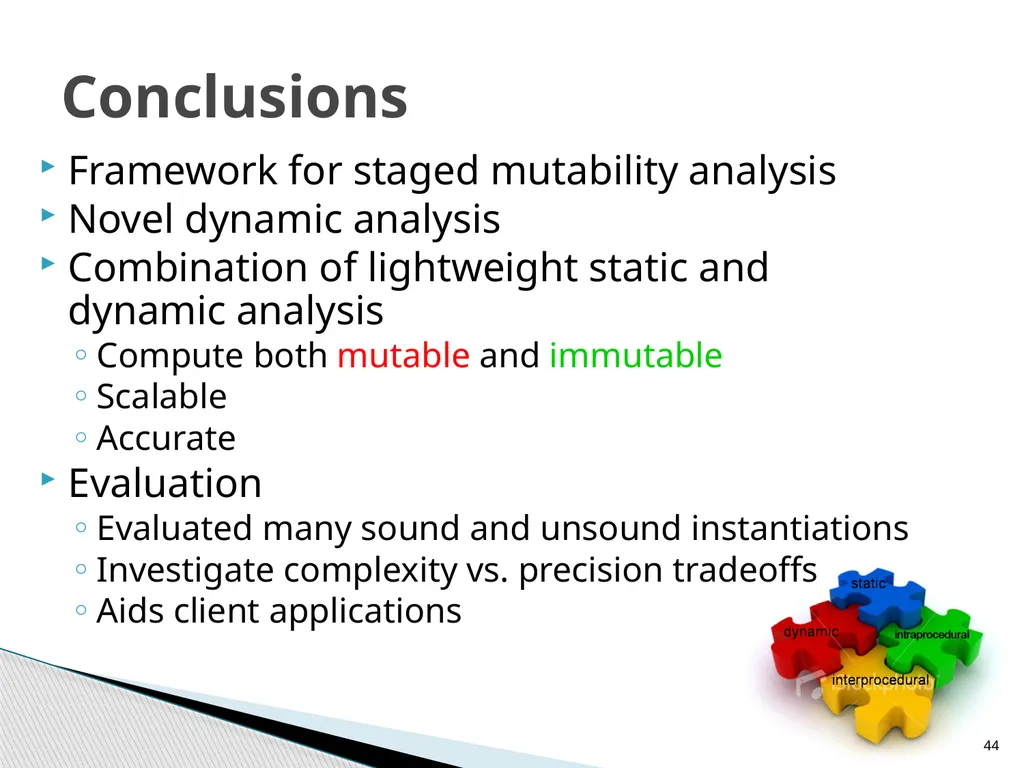 Combined Static and Dynamic Mutability Analysis - slide 44 of 44