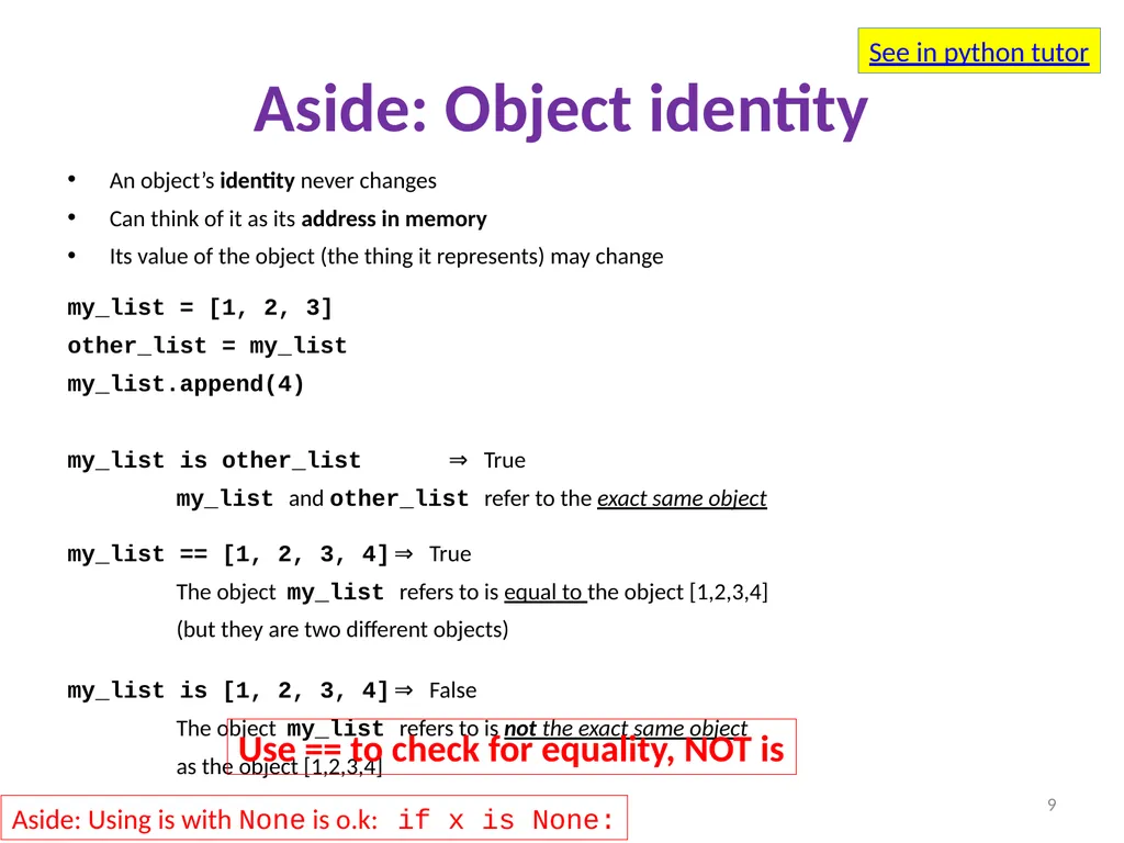 Sharing, mutability, and immutability Ruth - slide 9 of 18