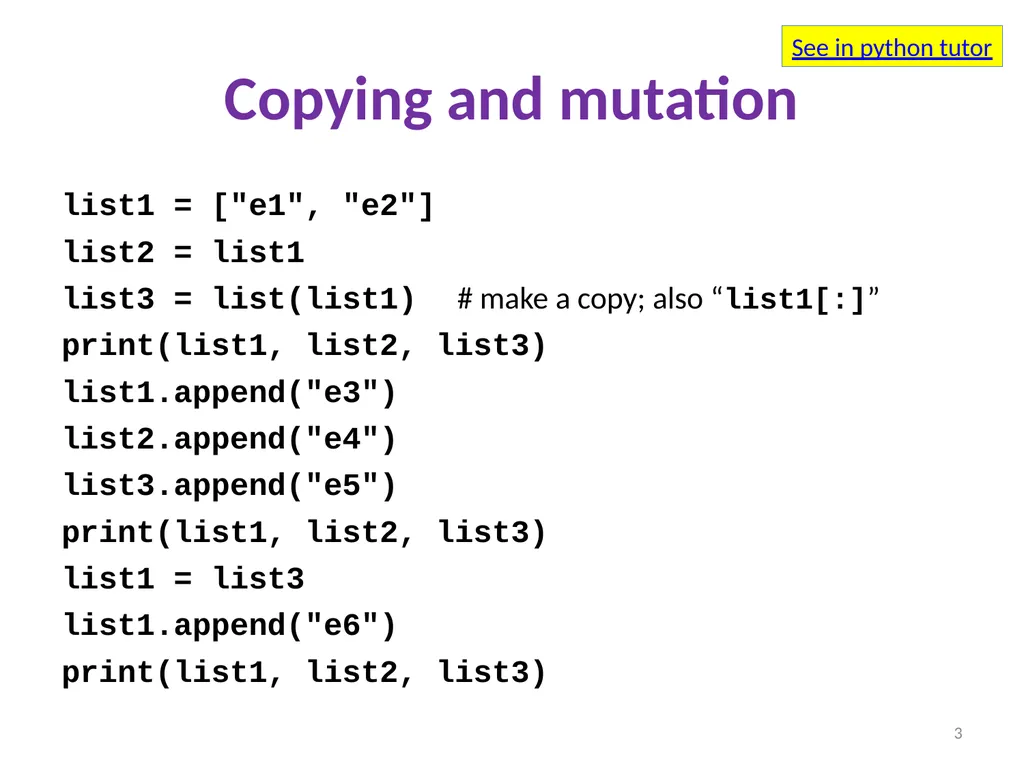Sharing, mutability, and immutability Ruth - slide 3 of 18