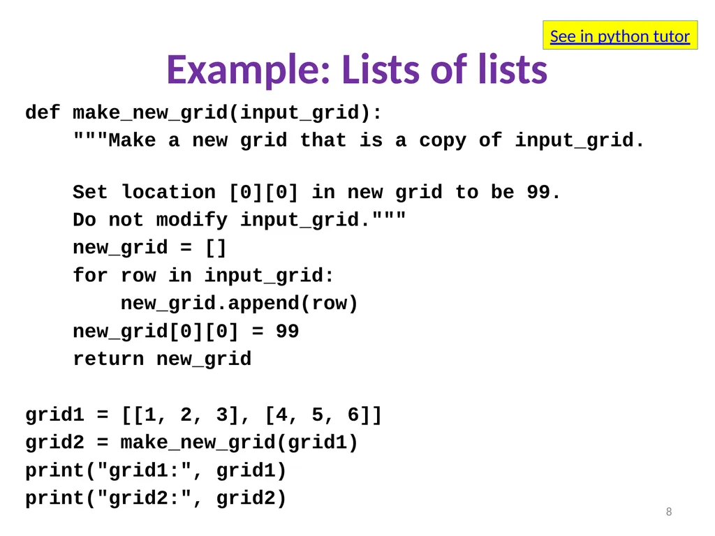 Sharing, mutability, and immutability Ruth - slide 8 of 18