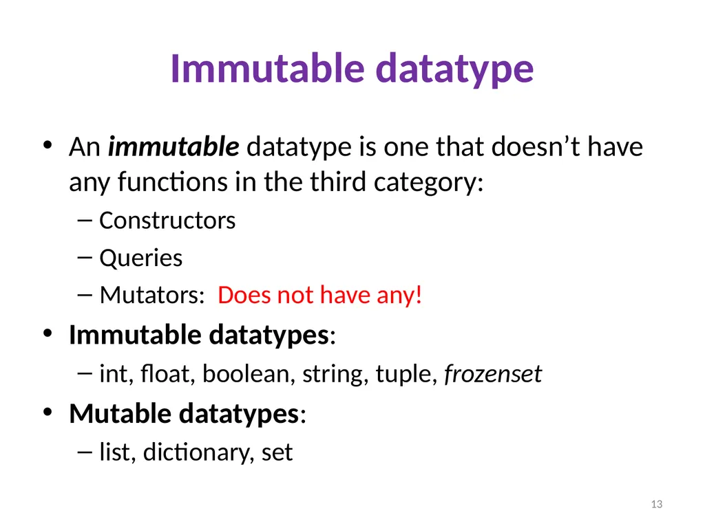 Sharing, mutability, and immutability Ruth - slide 13 of 18