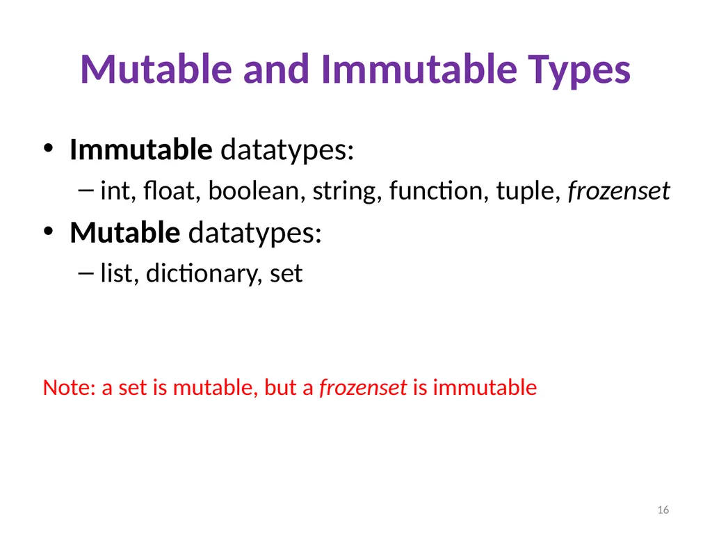 Sharing, mutability, and immutability Ruth - slide 16 of 18