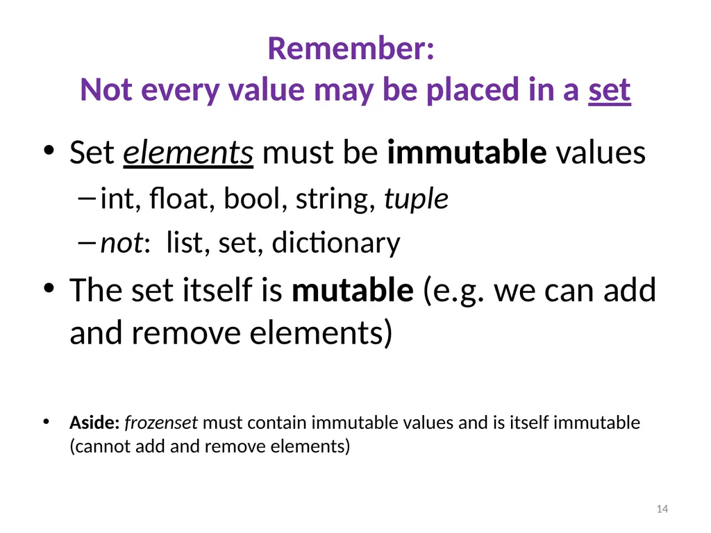 Sharing, mutability, and immutability Ruth - slide 14 of 18