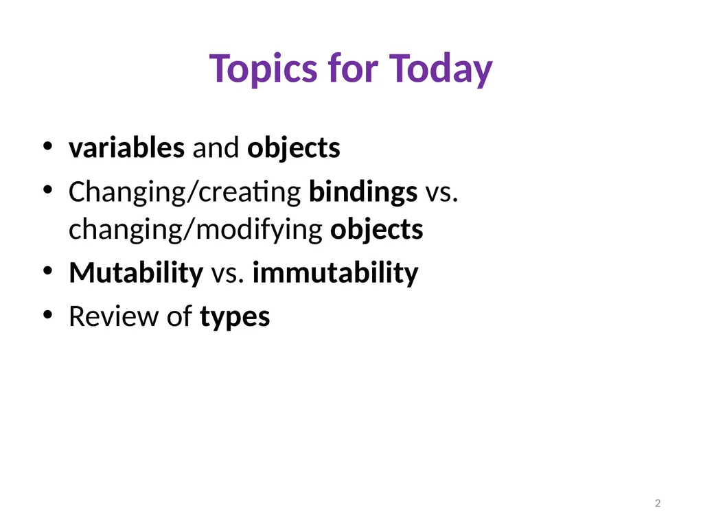 Sharing, mutability, and immutability Ruth - slide 2 of 18