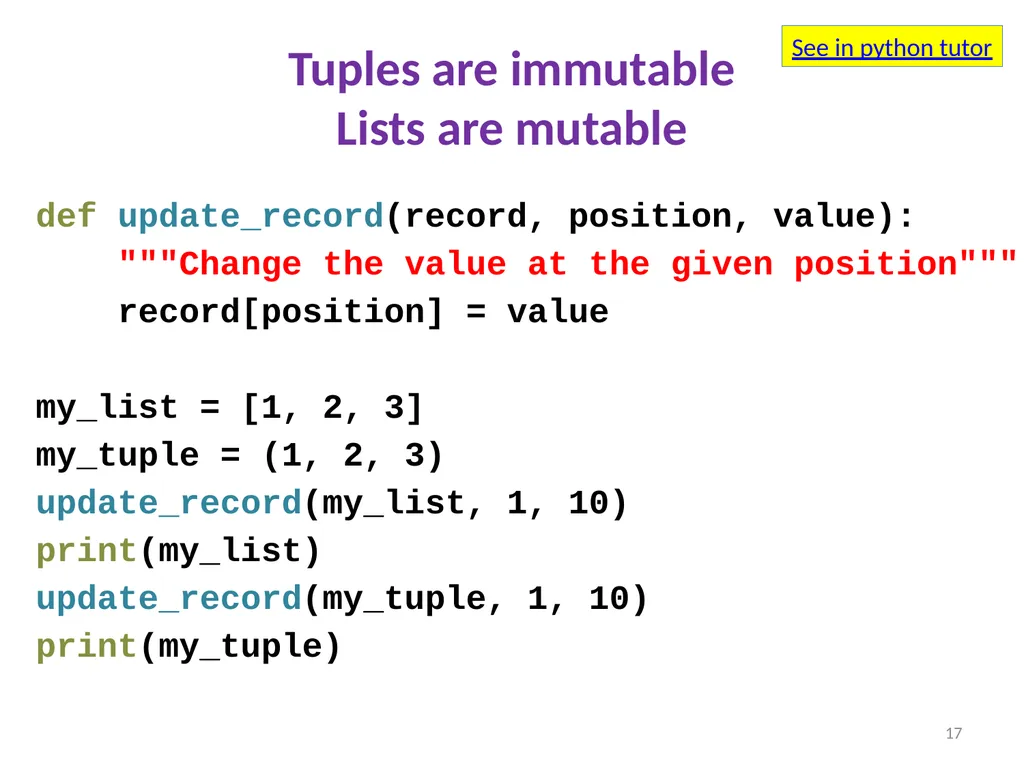 Sharing, mutability, and immutability Ruth - slide 17 of 18