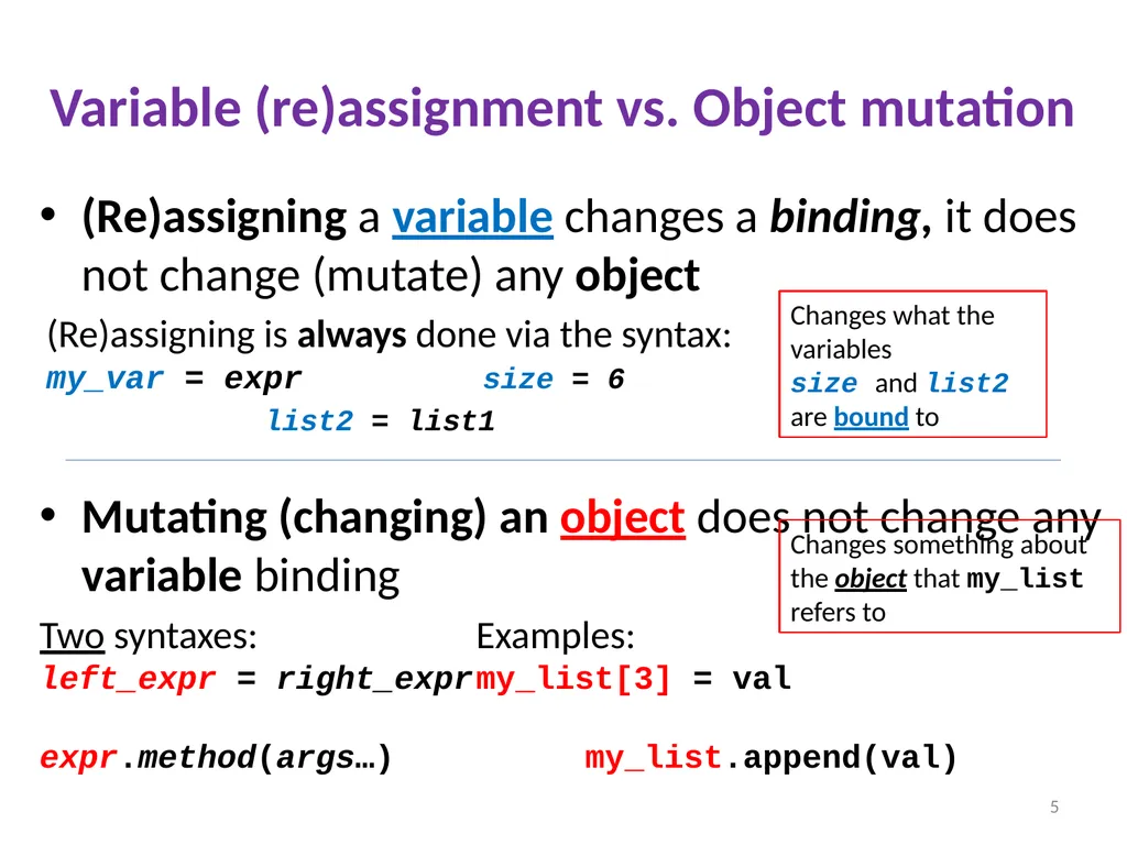 Sharing, mutability, and immutability Ruth - slide 5 of 18