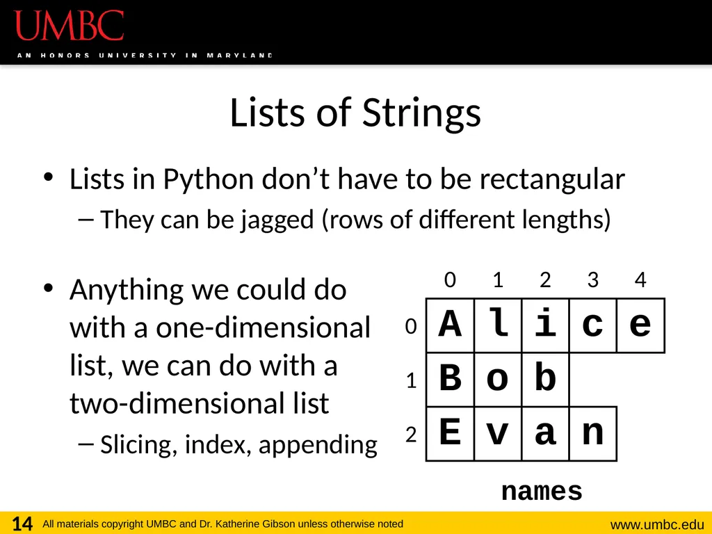 CMSC201 Computer Science I for Majors Lecture 12 – - slide 14 of 42