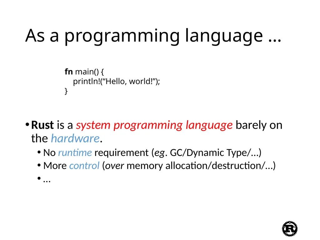 An Introduction to Rust Programming Language - slide 8 of 53