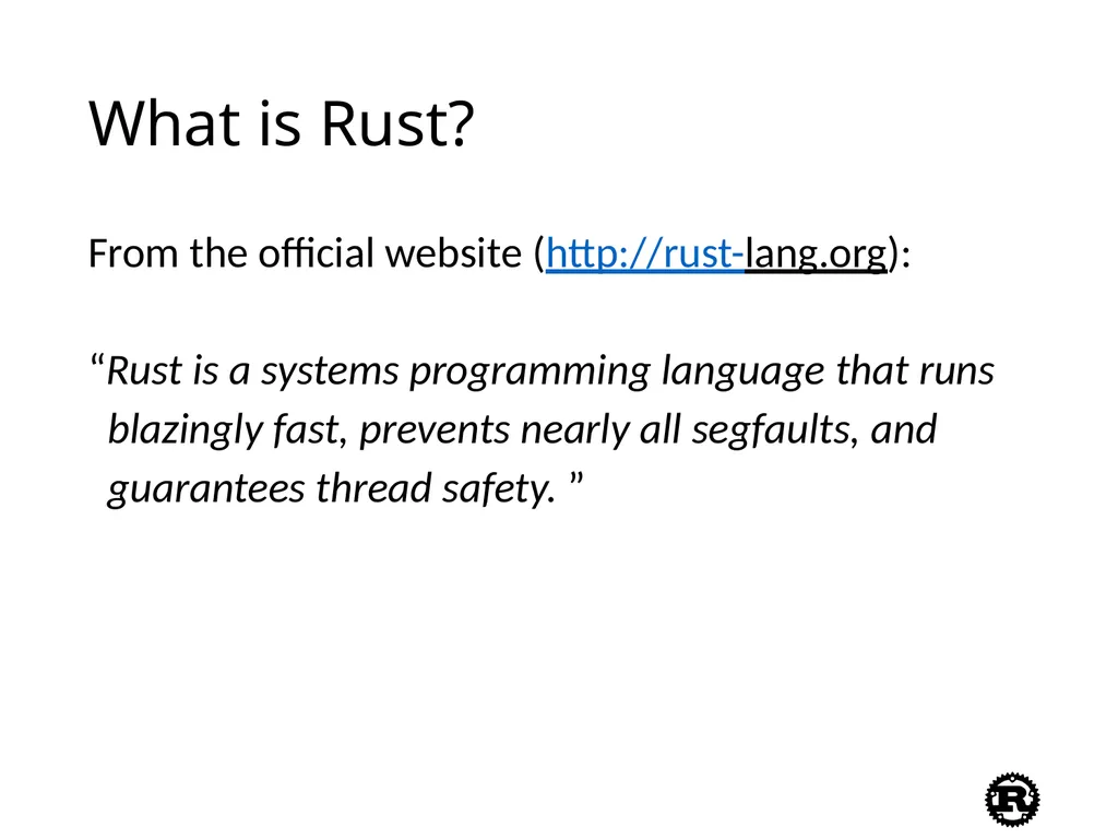 An Introduction to Rust Programming Language - slide 3 of 53