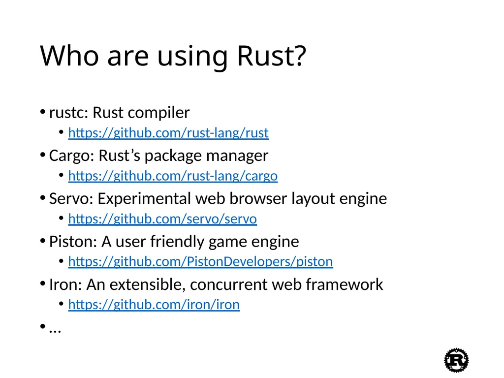 An Introduction to Rust Programming Language - slide 5 of 53