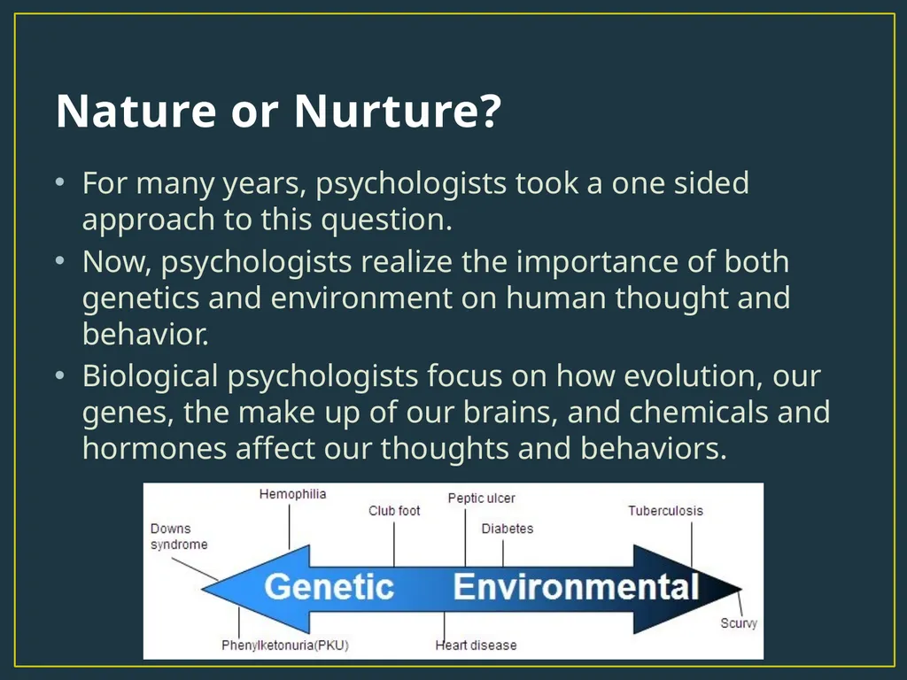 Biological Psychology The NATURE in the Nature vs. - slide 7 of 21