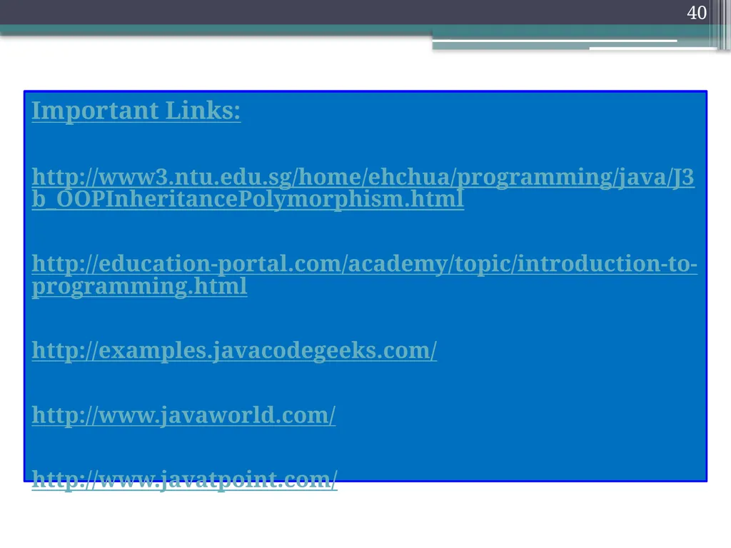 1 Object Oriented programming Instructors: Dr. - slide 40 of 50