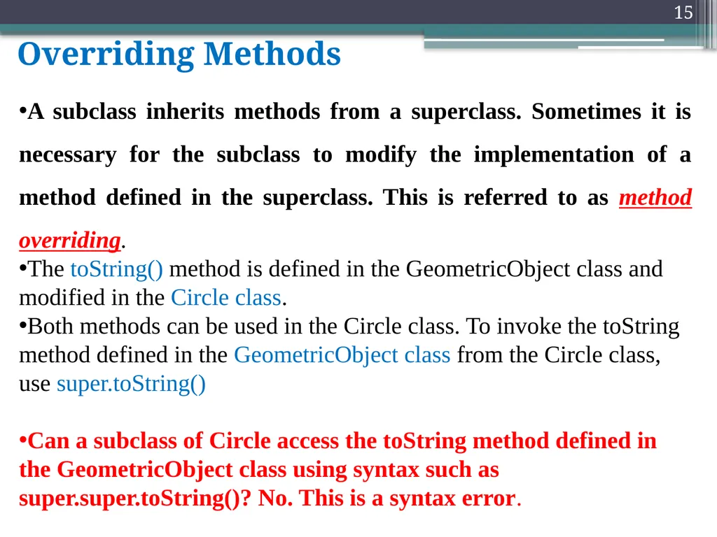 1 Object Oriented programming Instructors: Dr. - slide 15 of 50