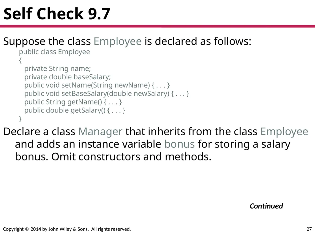 Chapter Goals To learn about inheritance To - slide 27 of 78