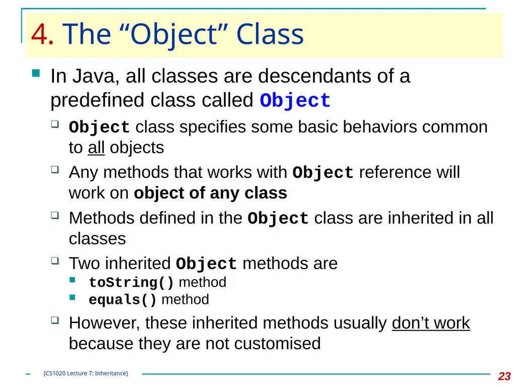 CS1020 Lecture Note #7: Object Oriented - slide 23 of 34