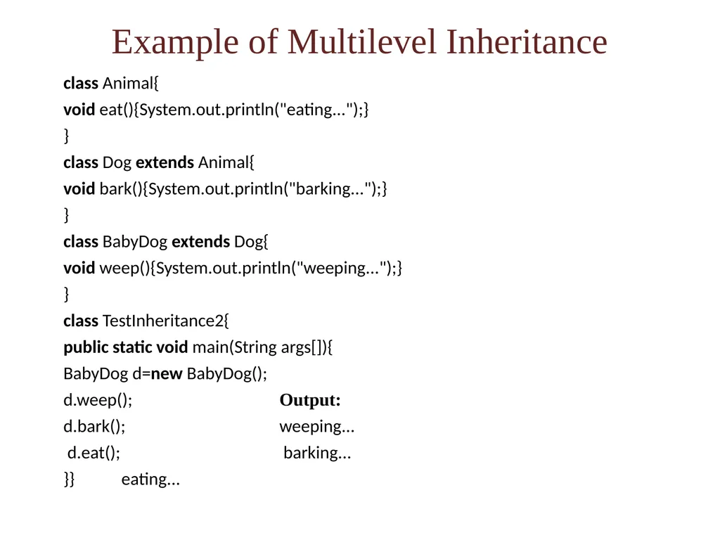 Inheritance Inheritance in Java is a mechanism in - slide 7 of 12