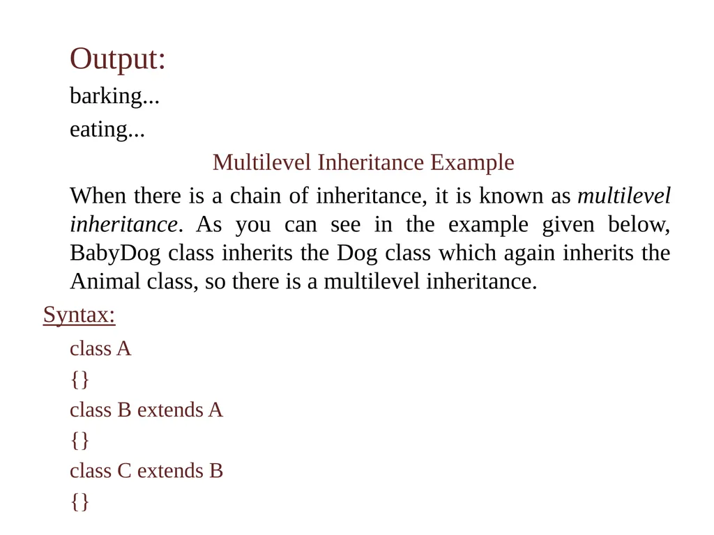 Inheritance Inheritance in Java is a mechanism in - slide 6 of 12