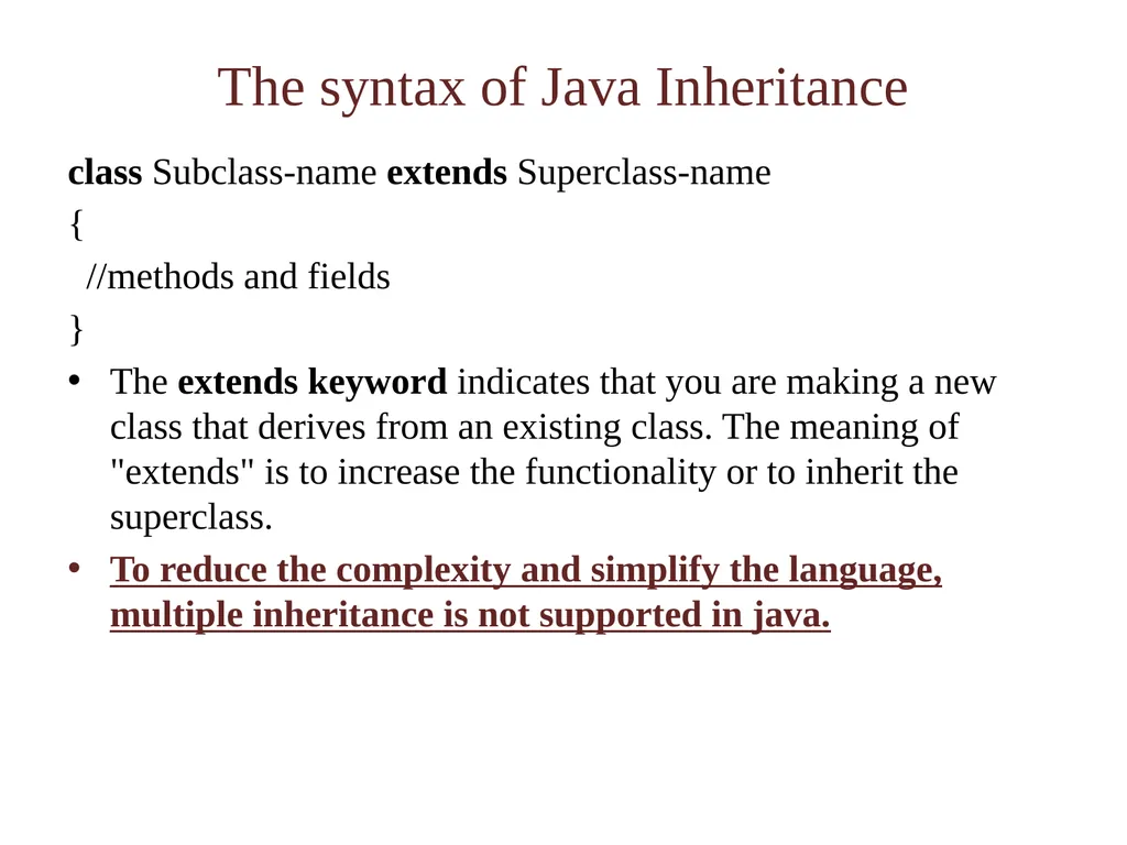 Inheritance Inheritance in Java is a mechanism in - slide 3 of 12