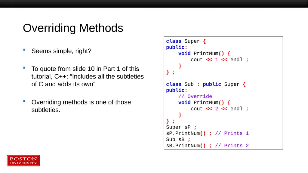 Introduction to C++: Part 2 Tutorial Outline: - slide 46 of 66