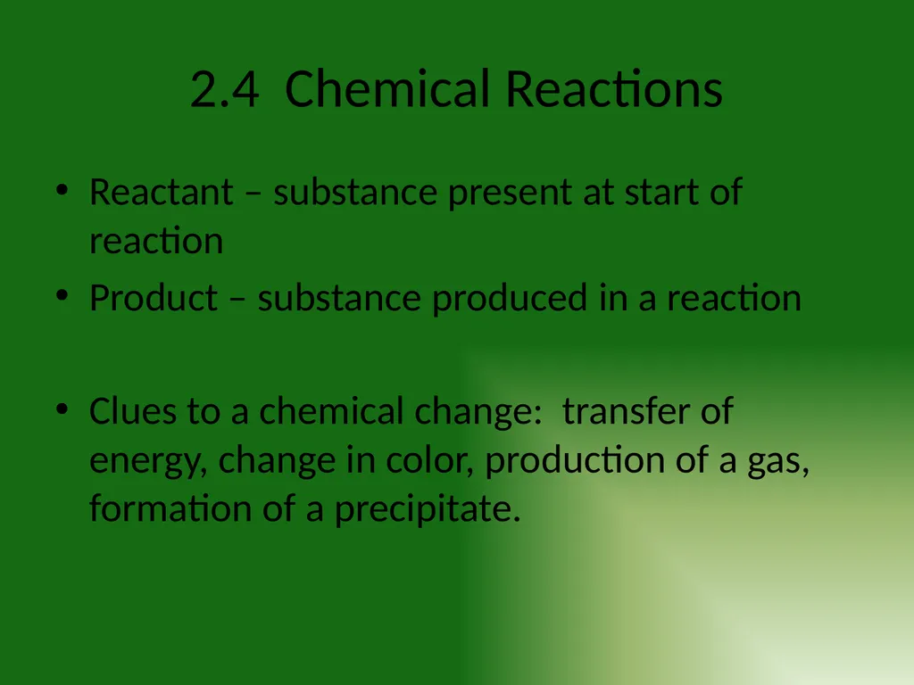 Chemistry Chapter 2: Matter and Change 2.1 - slide 14 of 16