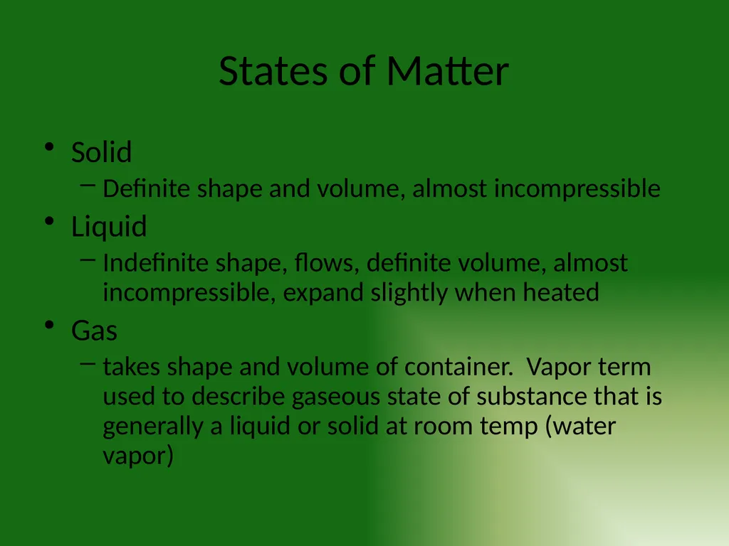 Chemistry Chapter 2: Matter and Change 2.1 - slide 5 of 16