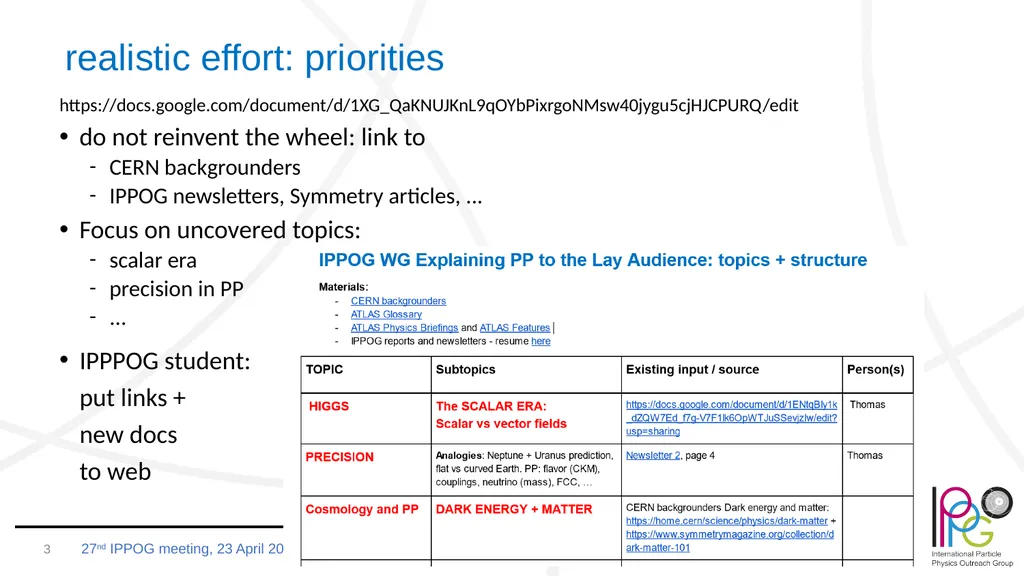 International Particle Physics Outreach Group WG - slide 3 of 4