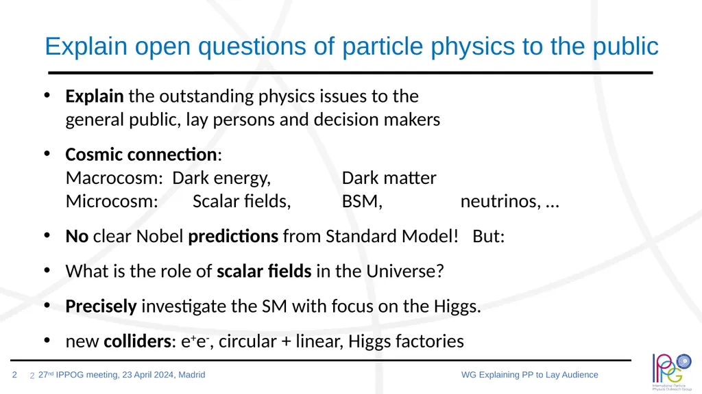International Particle Physics Outreach Group WG - slide 2 of 4