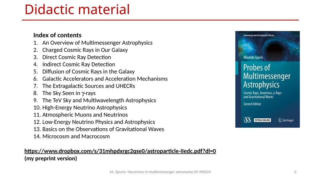 Neutrinos in multimessanger astronomy solution for - slide 2 of 13