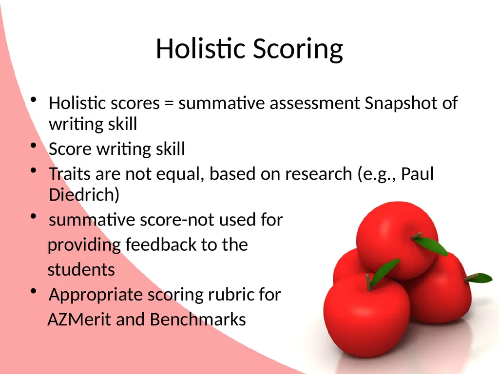 Holistic and 6+Traits Scoring Is it really apples - slide 3 of 12