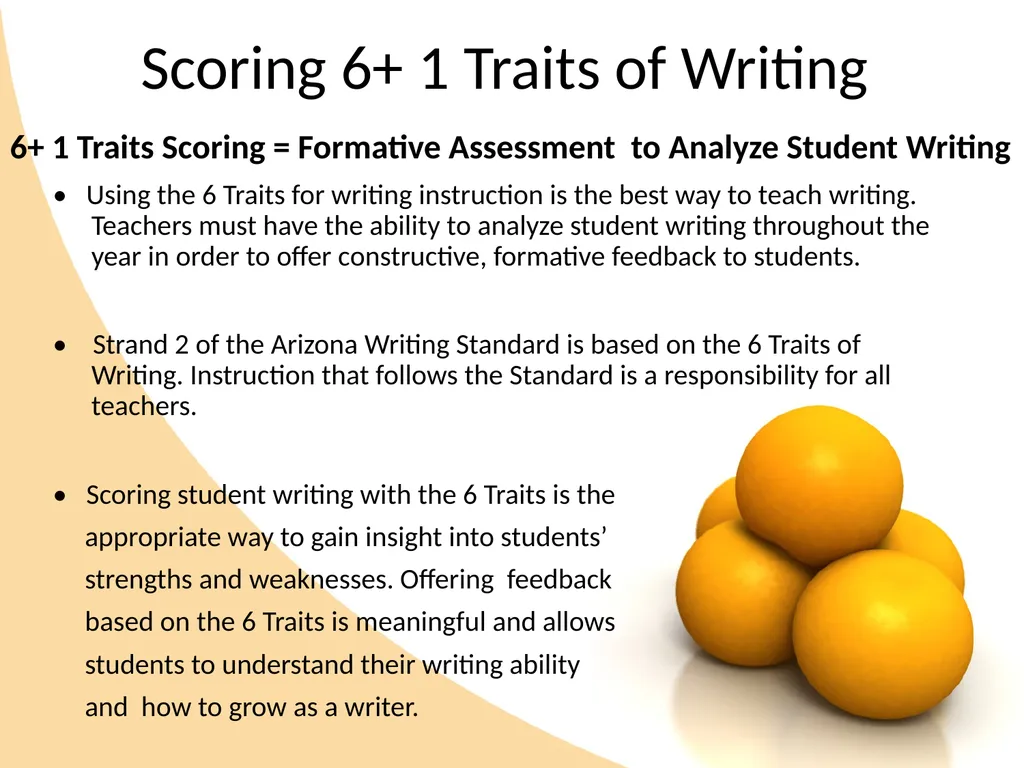 Holistic and 6+Traits Scoring Is it really apples - slide 7 of 12