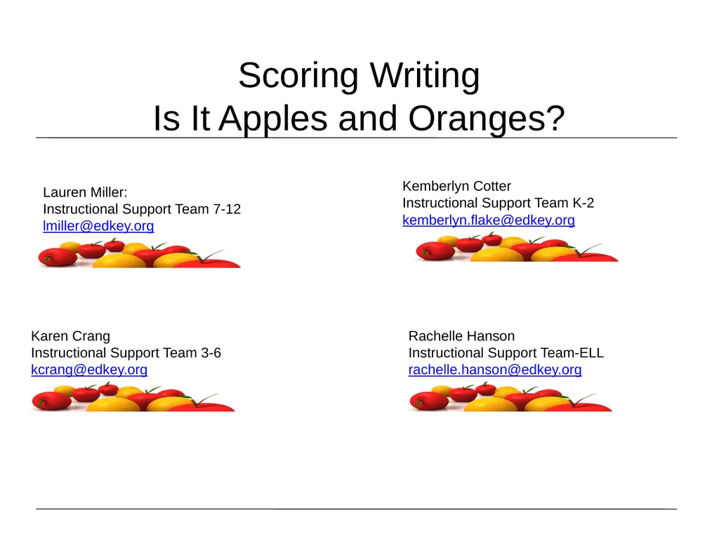 Holistic and 6+Traits Scoring Is it really apples - slide 12 of 12