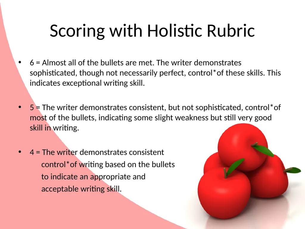 Holistic and 6+Traits Scoring Is it really apples - slide 5 of 12