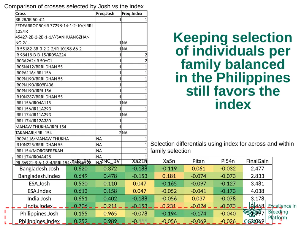 Bringing a selection index into the IRRI programs - slide 12 of 13