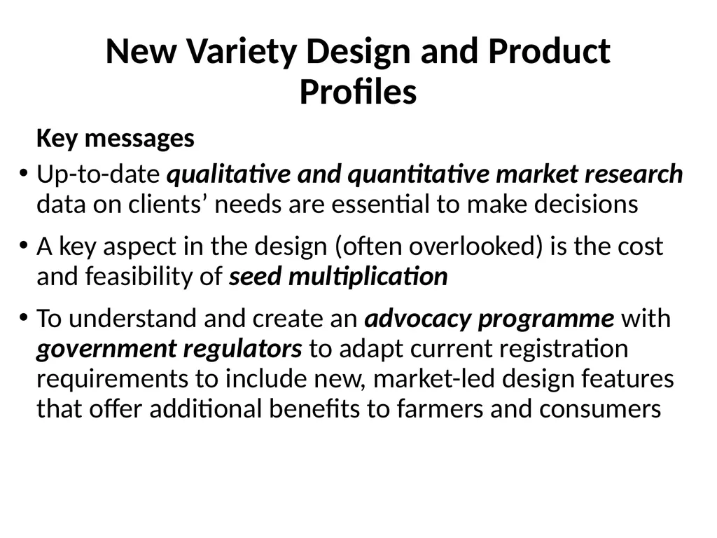 Chapter 4 New Variety Design and Product Profiling - slide 9 of 45