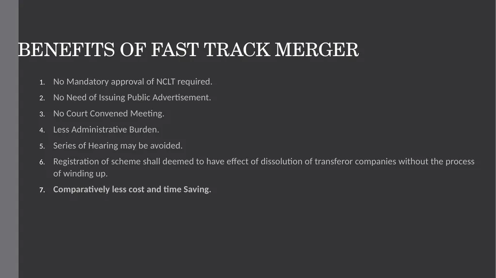 Merger and Amalgamation under section 233 (Fast - slide 3 of 17
