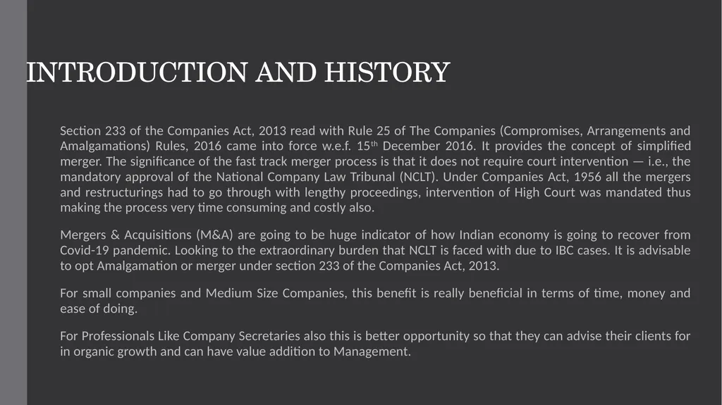 Merger and Amalgamation under section 233 (Fast - slide 2 of 17