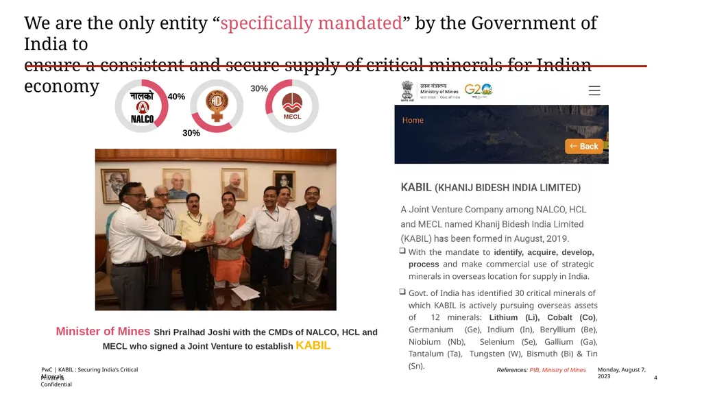 KHANIJ BIDESH INDIA LTD (A joint venture company - slide 4 of 11